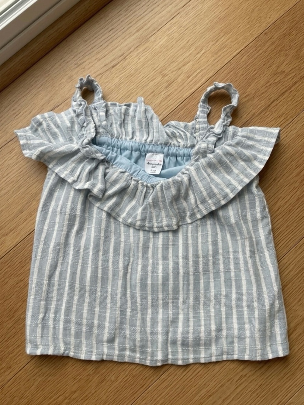 Abercrombie Kids Blue White Gingham Ruffle Tank Top NWOT 11/12